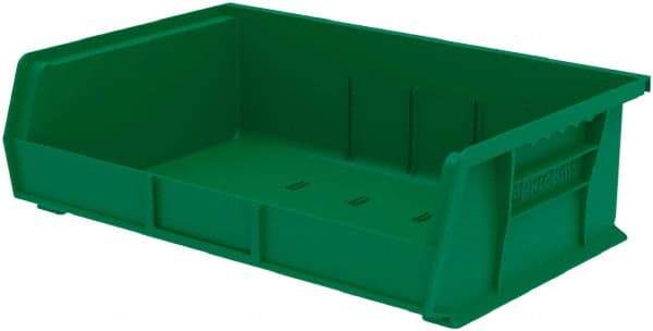 Akro-Mils - 60 Lb. Load Capacity, 10-7/8" Deep, Green Polymer Hopper Stacking Bin - 5" High x 16-1/2" Wide x 10-7/8" Long - Industrial Tool & Supply