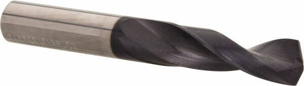Accupro - 1/2" 140° Solid Carbide Jobber Drill - AlTiN Finish, Right Hand Cut, Spiral Flute, Straight Shank, 4" OAL, Notched Point - Industrial Tool & Supply