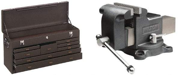 Kennedy - 1 Compartment 8 Drawer Tool Chest - 26-3/4" Wide x 8-1/2" Deep x 13-5/8" High, Steel, Brown - Industrial Tool & Supply