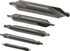 Interstate - 5 Piece, #1 to 5, Plain Edge, Cobalt Combo Drill & Countersink Set - 60° Incl Angle, Double End - Industrial Tool & Supply
