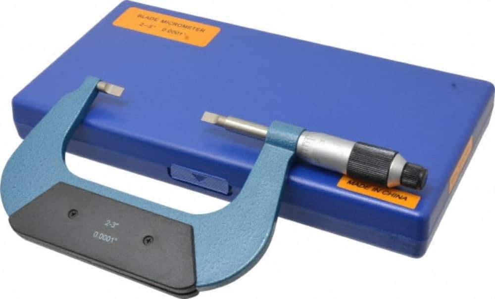 Value Collection - 2" to 3" Mechanical Enamel Coated Blade Micrometer - 0.0001" Graduation, 0.75mm Blade Thickness, Ratchet-Friction Thimble - Industrial Tool & Supply