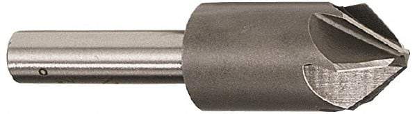Interstate - 1-1/2" Head Diam, 3/4" Shank Diam, 6 Flute 90° Cobalt Countersink - Bright Finish, 3-1/2" OAL, Single End, Straight Shank, Right Hand Cut - Industrial Tool & Supply