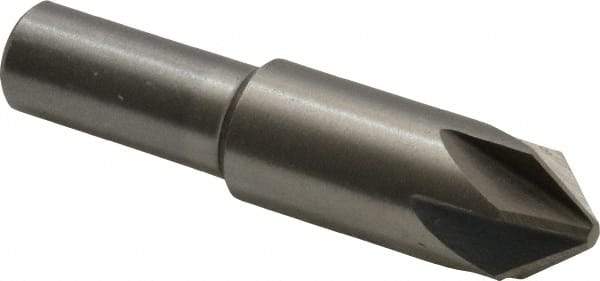 Interstate - 5/8" Head Diam, 1/2" Shank Diam, 6 Flute 82° Cobalt Countersink - Bright Finish, 2-3/4" OAL, Single End, Straight Shank, Right Hand Cut - Industrial Tool & Supply