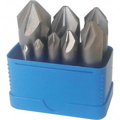 Interstate - 8 Piece, 1/4 to 1" Head Diam, 60° Included Angle, Single End Countersink Set - Industrial Tool & Supply