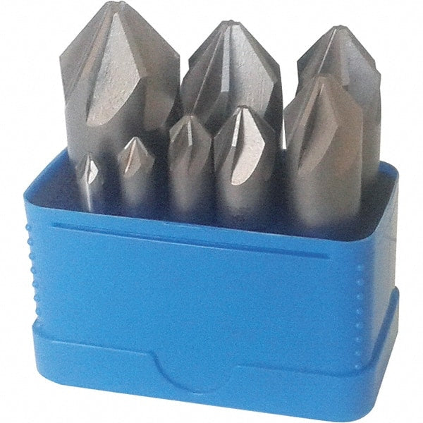 Interstate - 8 Piece, 1/4 to 1" Head Diam, 90° Included Angle, Single End Countersink Set - Industrial Tool & Supply