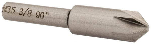 Interstate - 3/8" Head Diam, 1/4" Shank Diam, 6 Flute 90° Cobalt Countersink - Bright Finish, 2" OAL, Single End, Straight Shank, Right Hand Cut - Industrial Tool & Supply