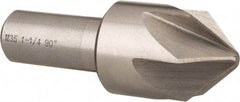 Interstate - 1-1/4" Head Diam, 3/4" Shank Diam, 6 Flute 90° Cobalt Countersink - Bright Finish, 3-3/8" OAL, Single End, Straight Shank, Right Hand Cut - Industrial Tool & Supply