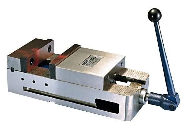 Interstate - 6" Jaw Width, 5-1/2" Jaw Opening Capacity, Horizontal Stationary Machine Vise - Manual Operation, 6,600 Lb Capacity, 1 Station, 17" Long x 4.8" High x 1-3/4" Deep, 1-3/4" Jaw Height, Ductile Iron - Industrial Tool & Supply