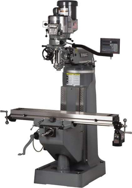 Bridgeport - 9" Table Width x 49" Table Length, Variable Speed Pulley Control, 3 Phase Knee Milling Machine - R8 Spindle Taper, 2 hp - Industrial Tool & Supply