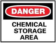 NMC - "Danger - Chemical Storage Area", 10" Long x 14" Wide, Fiberglass Safety Sign - Rectangle, 0.095" Thick, Use for Hazardous Materials - Industrial Tool & Supply