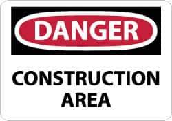 NMC - "Danger - Construction Area", 10" Long x 14" Wide, Aluminum Safety Sign - Rectangle, 0.04" Thick, Use for Security & Admittance - Industrial Tool & Supply