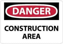 NMC - "Danger - Construction Area", 10" Long x 14" Wide, Aluminum Safety Sign - Rectangle, 0.04" Thick, Use for Security & Admittance - Industrial Tool & Supply