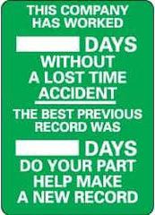 NMC - Scoreboards Scoreboard Type: Write-On Legend: This Company Has Worked ___ Days without A Lost Time Accident - The Best Previous Record Was ___ Days - Do Your Part... - Industrial Tool & Supply