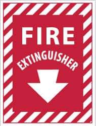 NMC - Fire Extinguisher, Pressure Sensitive Vinyl Fire Sign - 9" Wide x 12" High - Industrial Tool & Supply