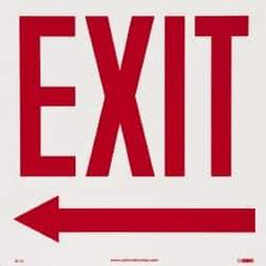 NMC - Exit, Pressure Sensitive Vinyl Exit Sign - 10" Wide x 10" High, Glow-in-the-Dark - Industrial Tool & Supply