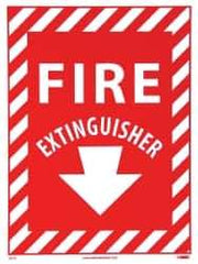 NMC - Fire Extinguisher, Pressure Sensitive Vinyl Fire Sign - 9" Wide x 12" High, Glow-in-the-Dark - Industrial Tool & Supply