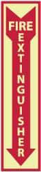 NMC - Fire Extinguisher, Rigid Plastic Fire Sign - 4" Wide x 18" High, Glow-in-the-Dark - Industrial Tool & Supply