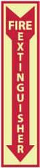 NMC - Fire Extinguisher, Rigid Plastic Fire Sign - 4" Wide x 18" High, Glow-in-the-Dark - Industrial Tool & Supply