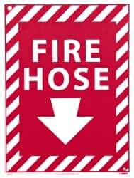 NMC - Fire Hose, Rigid Plastic Fire Sign - 9" Wide x 12" High, Glow-in-the-Dark - Industrial Tool & Supply