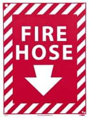NMC - Fire Hose, Rigid Plastic Fire Sign - 9" Wide x 12" High, Glow-in-the-Dark - Industrial Tool & Supply