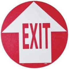 NMC - Exit, Anti-Skid Pressure-Sensitive Vinyl Floor Sign - Round, Red on White, Adhesive Backed, For Exit, Entrance & Directional - Industrial Tool & Supply
