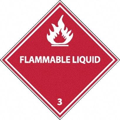 NMC - Flammable Liquid DOT Shipping Label - 4" High x 4" Wide - Industrial Tool & Supply
