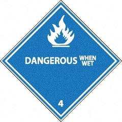 NMC - Dangerous When Wet DOT Shipping Label - 4" High x 4" Wide - Industrial Tool & Supply