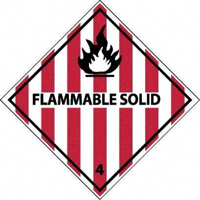 NMC - Flammable Solid DOT Shipping Label - 4" High x 4" Wide - Industrial Tool & Supply