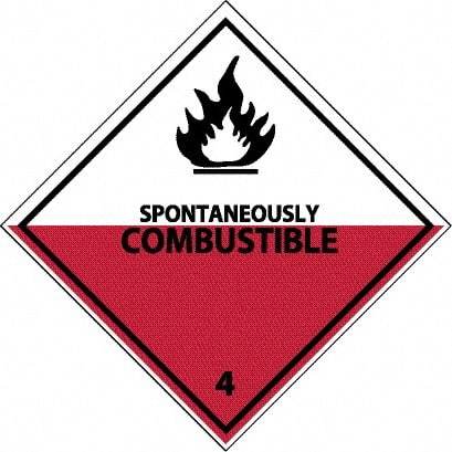 NMC - Spontaneously Combustible DOT Shipping Label - 4" High x 4" Wide - Industrial Tool & Supply