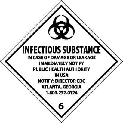 NMC - Infectious Substance - In Case of Damage or Leakage Immediately Notify Public Authority in U.S.A. - Notify: Director... DOT Shipping Label - 4" High x 4" Wide - Industrial Tool & Supply