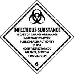 NMC - Infectious Substance - In Case of Damage or Leakage Immediately Notify Public Authority in U.S.A. - Notify: Director... DOT Shipping Label - 4" High x 4" Wide - Industrial Tool & Supply