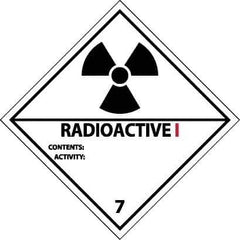 NMC - Radioactive I Contents: Activity: DOT Shipping Label - 4" High x 4" Wide - Industrial Tool & Supply
