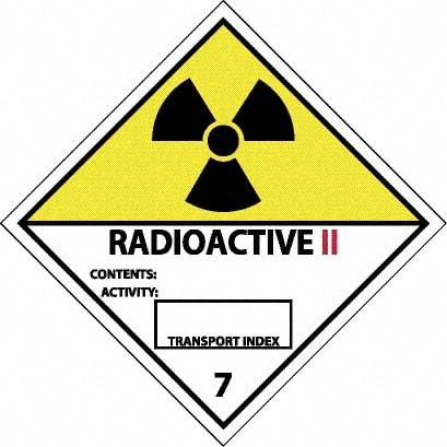 NMC - Radioactive II Contents: Activity: Transport Index DOT Shipping Label - 4" High x 4" Wide - Industrial Tool & Supply