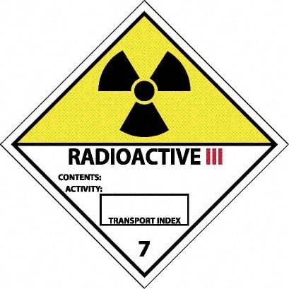 NMC - Radioactive III Contents: Activity: Transport Index DOT Shipping Label - 4" High x 4" Wide - Industrial Tool & Supply