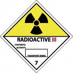 NMC - Radioactive III Contents: Activity: Transport Index DOT Shipping Label - 4" High x 4" Wide - Industrial Tool & Supply