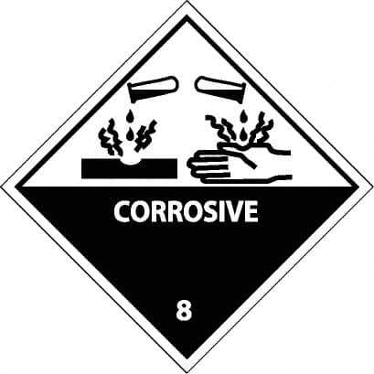 NMC - Corrosive DOT Shipping Label - 4" High x 4" Wide - Industrial Tool & Supply