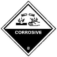 NMC - Corrosive DOT Shipping Label - 4" High x 4" Wide - Industrial Tool & Supply