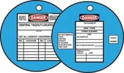 NMC - DANGER - DO NOT REMOVE THIS TAG - EMPLOYEES WORKING ON EQUIPMENT - CENTRAL TAGOUT LOCATED, English Safety & Facility Lockout Tag - Tag Header: Danger, 2 Sides, Black, Red & White Fiber - Industrial Tool & Supply