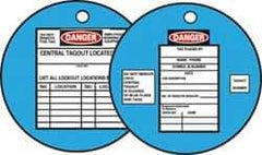 NMC - DANGER - DO NOT REMOVE THIS TAG - EMPLOYEES WORKING ON EQUIPMENT - CENTRAL TAGOUT LOCATED, English Safety & Facility Lockout Tag - Tag Header: Danger, 2 Sides, Black, Red & White Fiber - Industrial Tool & Supply