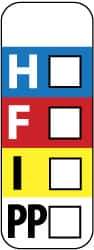 NMC - Hazardous Materials Label - Legend: H - F - I - PP, English, Black, Blue, Red, Yellow & White, 3" Long x 1" High, Sign Muscle Finish - Industrial Tool & Supply