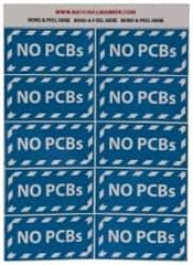 NMC - Hazardous Materials Label - Legend: No PCBs, English, Blue & White, 2" Long x 1" High, Sign Muscle Finish - Industrial Tool & Supply