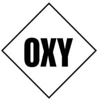 NMC - Hazardous Materials Label - Legend: Oxy, English, Black & White, 7" Long x 7" High, Sign Muscle Finish - Industrial Tool & Supply