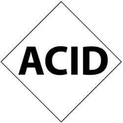 NMC - Hazardous Materials Label - Legend: Acid, English, Black & White, 2-1/2" Long x 2-1/2" High, Sign Muscle Finish - Industrial Tool & Supply