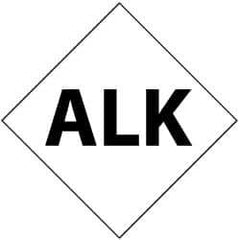 NMC - Hazardous Materials Label - Legend: Alk, English, Black & White, 5" Long x 5" High, Sign Muscle Finish - Industrial Tool & Supply