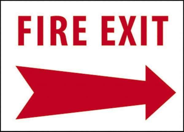 NMC - Fire Exit, Pressure Sensitive Vinyl Fire Sign - 14" Wide x 10" High - Industrial Tool & Supply