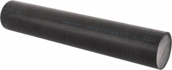 Made in USA - 1' Long, 2-1/4" Diam, Acetal Plastic Rod - Black - Industrial Tool & Supply