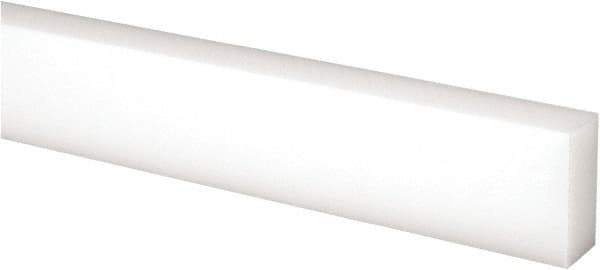 Made in USA - 4 Ft. Long x 1 Inch Wide x 1/2 Inch High, Acetal, Rectangular Plastic Bar - Natural - Industrial Tool & Supply