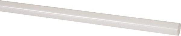 Made in USA - 8' Long, 3/8" Diam, PVDF Plastic Rod - White - Industrial Tool & Supply