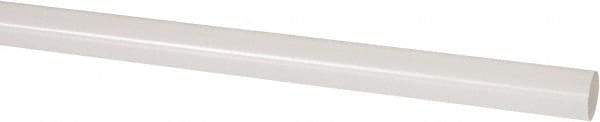 Made in USA - 8' Long, 1/2" Diam, PVDF Plastic Rod - White - Industrial Tool & Supply