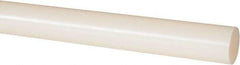 Made in USA - 4' Long, 1" Diam, PVDF Plastic Rod - White - Industrial Tool & Supply